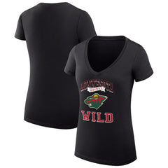 Minnesota Wild G-III 4Her by Carl Banks Women's Super-Slim Fit Lightweight Team Logo Graphic V-Neck T-Shirt - Black - NHL