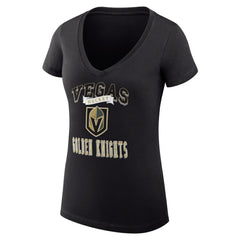 Vegas Golden Knights G-III 4Her by Carl Banks Women's Super-Slim Fit Lightweight Team Logo Graphic V-Neck T-Shirt - Black - NHL