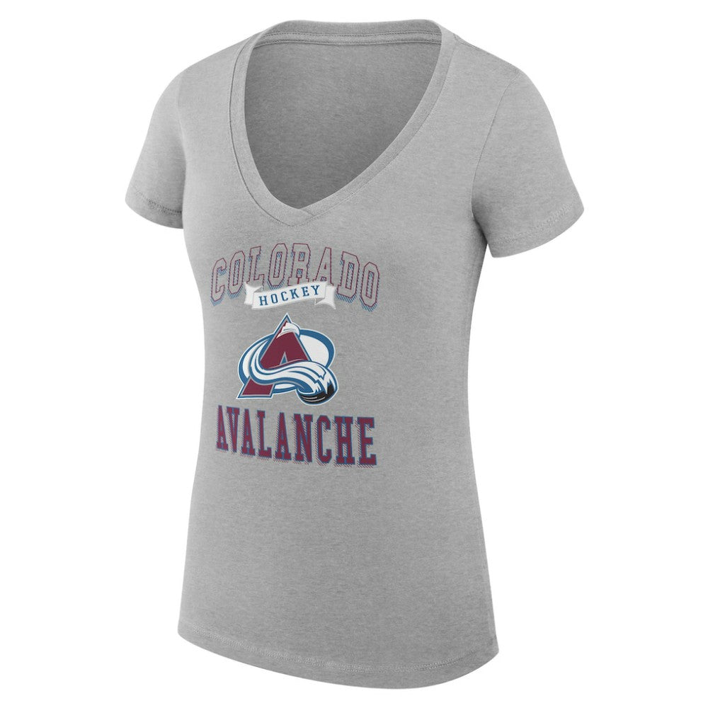 Colorado Avalanche G-III 4Her by Carl Banks Women's Super-Slim Fit Lightweight Team Logo Graphic V-Neck T-Shirt - Heather Gray - NHL