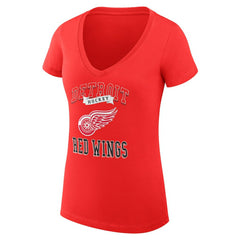 Detroit Red Wings G-III 4Her by Carl Banks Women's Super-Slim Fit Lightweight Team Logo Graphic V-Neck T-Shirt - Red - NHL