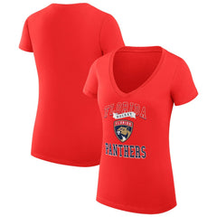Florida Panthers G-III 4Her by Carl Banks Women's Super-Slim Fit Lightweight Team Logo Graphic V-Neck T-Shirt - Red - NHL