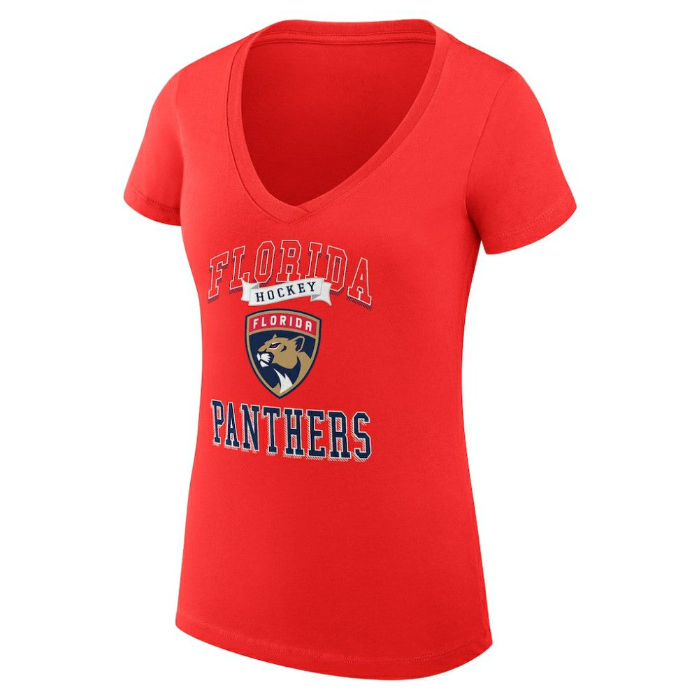 Florida Panthers G-III 4Her by Carl Banks Women's Super-Slim Fit Lightweight Team Logo Graphic V-Neck T-Shirt - Red - NHL