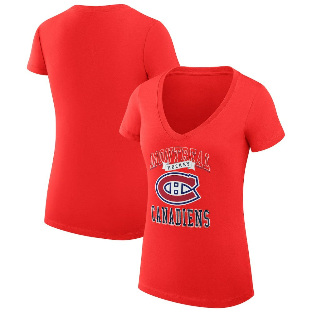 Montreal Canadiens G-III 4Her by Carl Banks Women's Super-Slim Fit Lightweight Team Logo Graphic V-Neck T-Shirt - Red - NHL