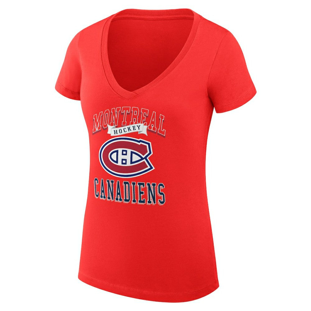 Montreal Canadiens G-III 4Her by Carl Banks Women's Super-Slim Fit Lightweight Team Logo Graphic V-Neck T-Shirt - Red - NHL