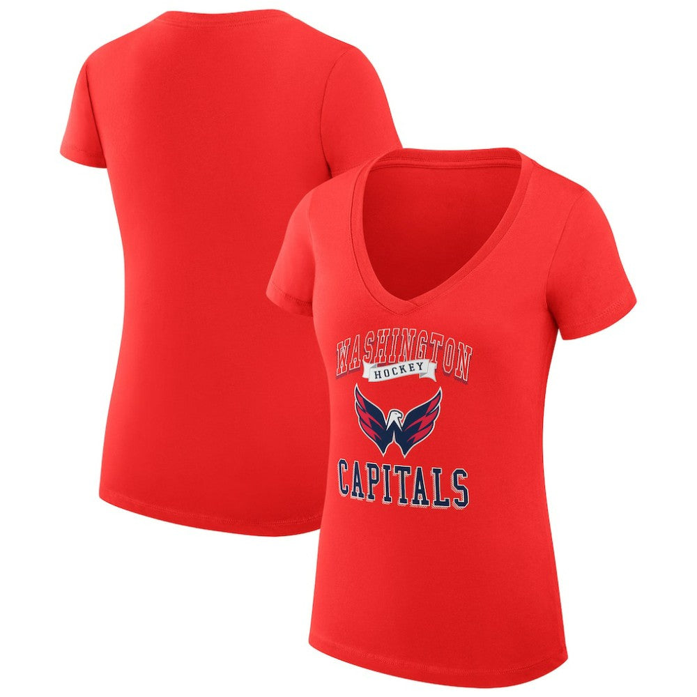 Washington Capitals G-III 4Her by Carl Banks Women's Super-Slim Fit Lightweight Team Logo Graphic V-Neck T-Shirt - Red - NHL