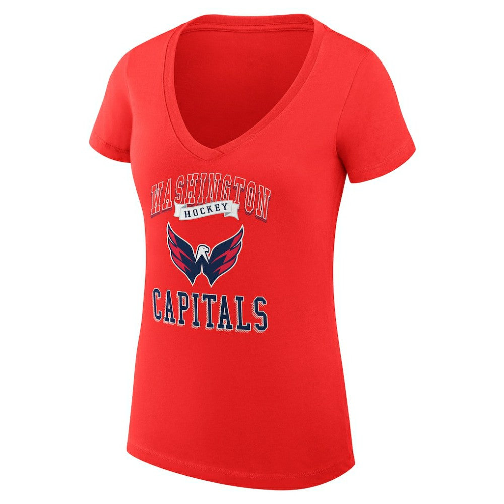 Washington Capitals G-III 4Her by Carl Banks Women's Super-Slim Fit Lightweight Team Logo Graphic V-Neck T-Shirt - Red - NHL