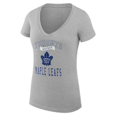 Toronto Maple Leafs G-III 4Her by Carl Banks Women's Super-Slim Fit Lightweight Team Logo Graphic V-Neck T-Shirt - Heather Gray - NHL