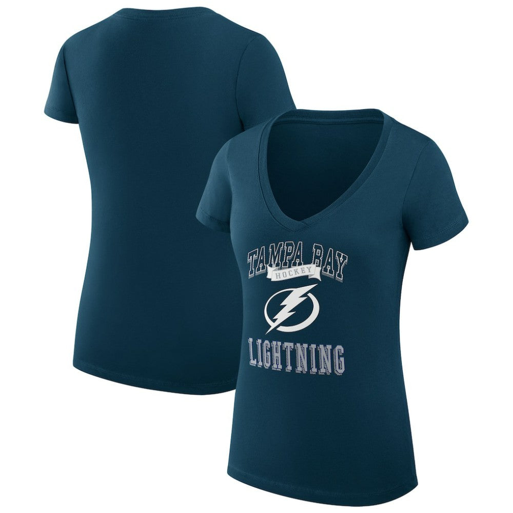 Tampa Bay Lightning G-III 4Her by Carl Banks Women's Super-Slim Fit Lightweight Team Logo Graphic V-Neck T-Shirt - Navy - NHL