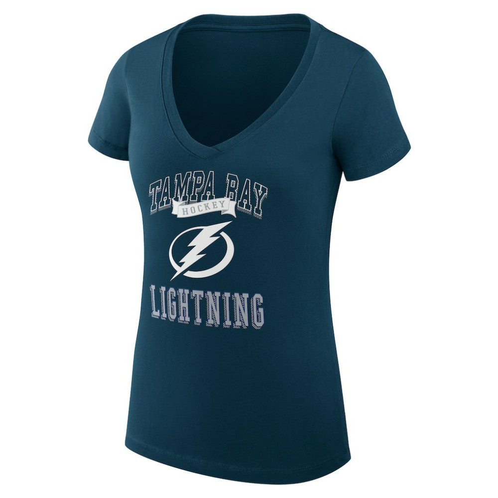 Tampa Bay Lightning G-III 4Her by Carl Banks Women's Super-Slim Fit Lightweight Team Logo Graphic V-Neck T-Shirt - Navy - NHL