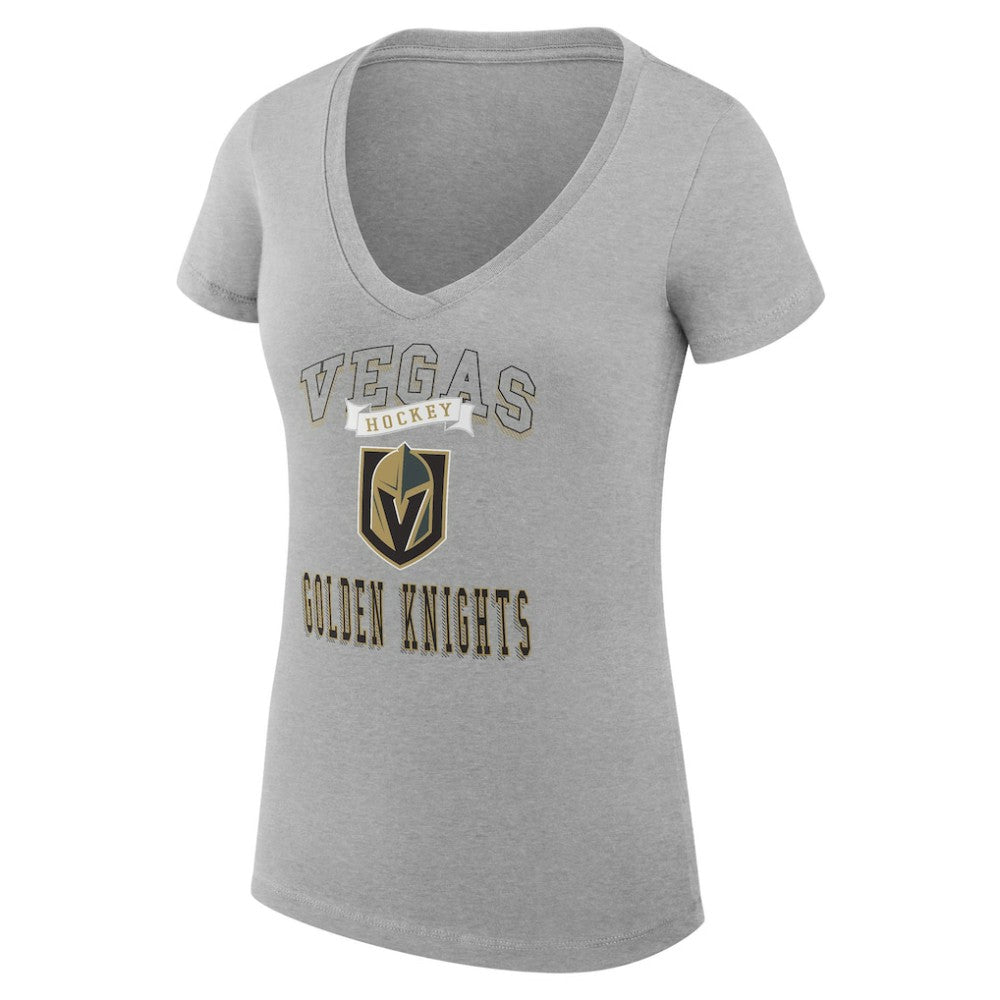 Vegas Golden Knights G-III 4Her by Carl Banks Women's Super-Slim Fit Lightweight Team Logo Graphic V-Neck T-Shirt - Heather Gray - NHL