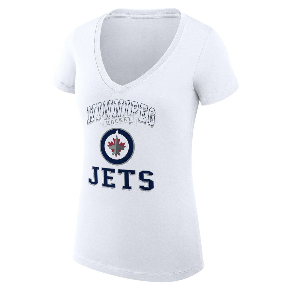 Winnipeg Jets G-III 4Her by Carl Banks Women's Super-Slim Fit Lightweight Team Logo Graphic V-Neck T-Shirt - White - NHL
