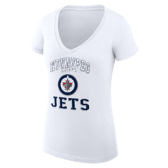 Winnipeg Jets G-III 4Her by Carl Banks Women's Super-Slim Fit Lightweight Team Logo Graphic V-Neck T-Shirt - White - NHL