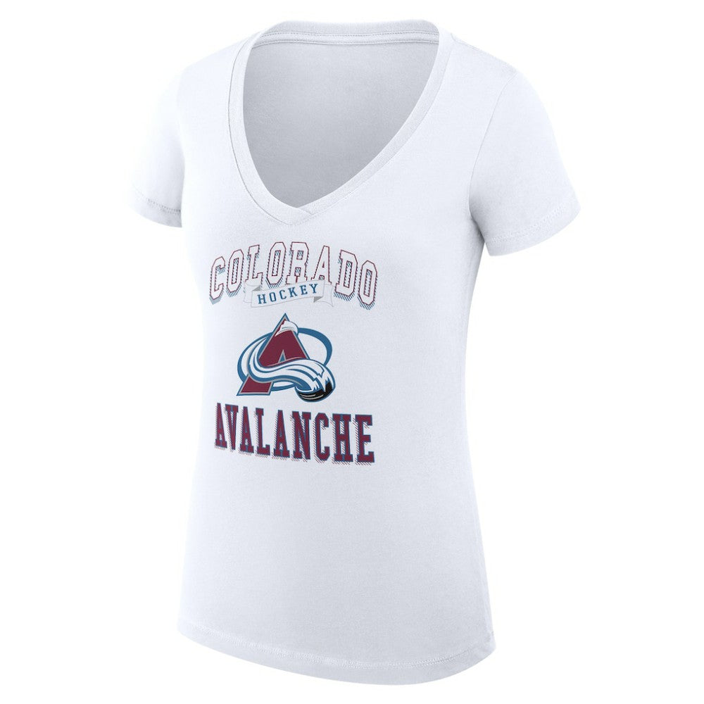 Colorado Avalanche G-III 4Her by Carl Banks Women's Super-Slim Fit Lightweight Team Logo Graphic V-Neck T-Shirt - White - NHL