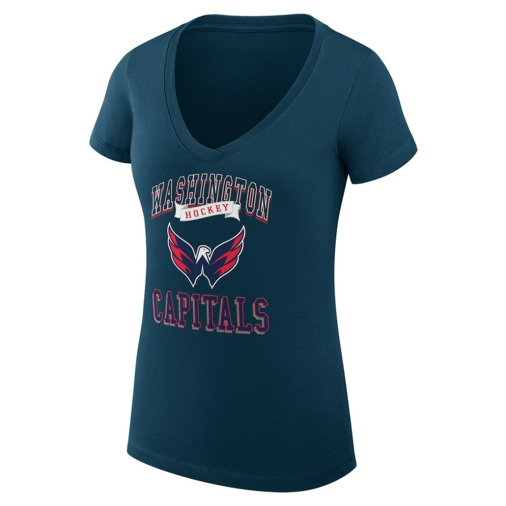 Washington Capitals G-III 4Her by Carl Banks Women's Super-Slim Fit Lightweight Team Logo Graphic V-Neck T-Shirt - Navy - NHL