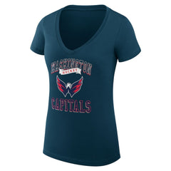Washington Capitals G-III 4Her by Carl Banks Women's Super-Slim Fit Lightweight Team Logo Graphic V-Neck T-Shirt - Navy - NHL