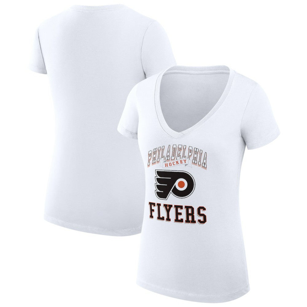 Philadelphia Flyers G-III 4Her by Carl Banks Women's Super-Slim Fit Lightweight Team Logo Graphic V-Neck T-Shirt - White - NHL