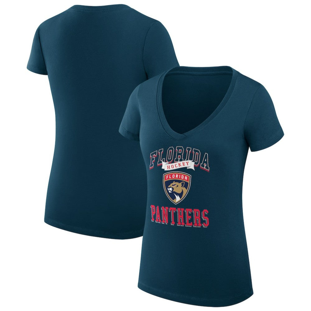 Florida Panthers G-III 4Her by Carl Banks Women's Super-Slim Fit Lightweight Team Logo Graphic V-Neck T-Shirt - Navy - NHL