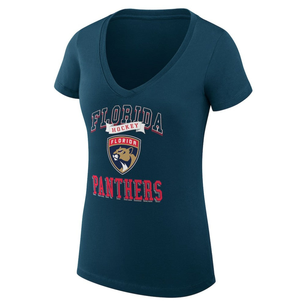 Florida Panthers G-III 4Her by Carl Banks Women's Super-Slim Fit Lightweight Team Logo Graphic V-Neck T-Shirt - Navy - NHL