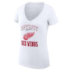 Detroit Red Wings G-III 4Her by Carl Banks Women's Super-Slim Fit Lightweight Team Logo Graphic V-Neck T-Shirt - White - NHL