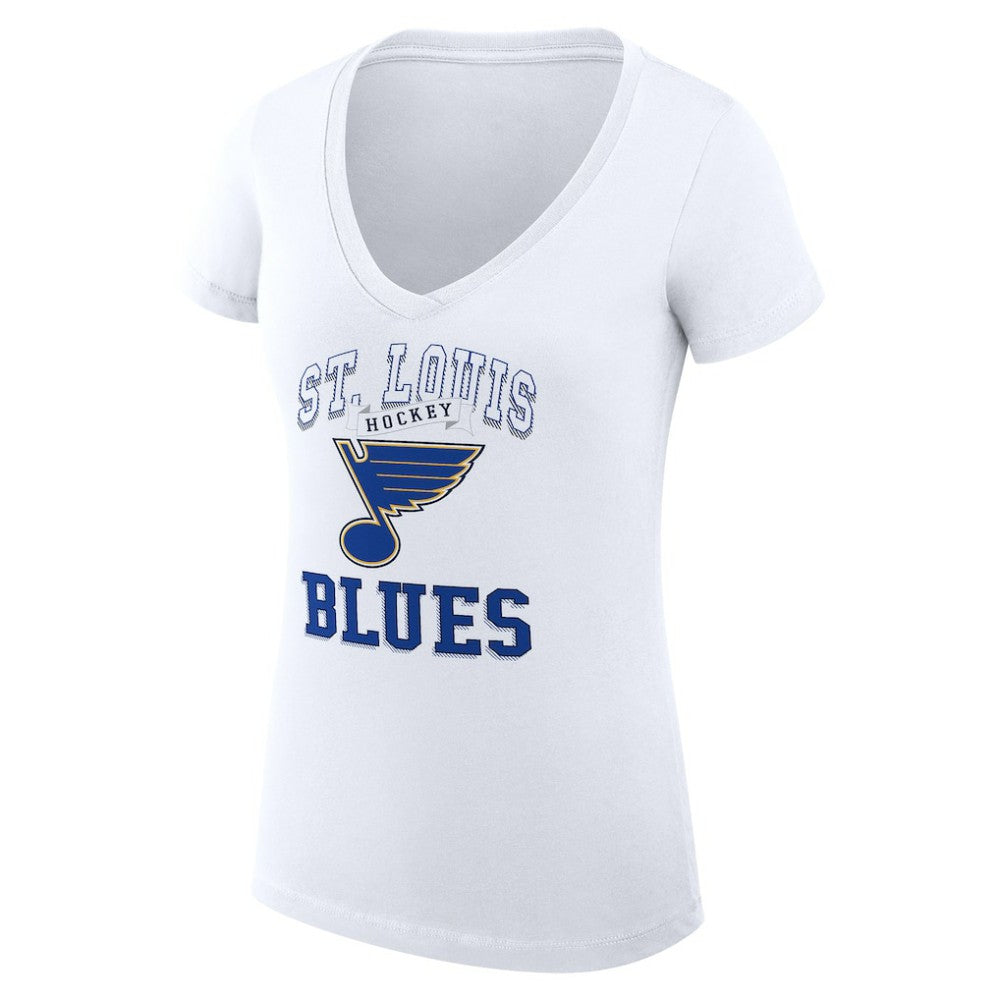 St. Louis Blues G-III 4Her by Carl Banks Women's Super-Slim Fit Lightweight Team Logo Graphic V-Neck T-Shirt - White - NHL