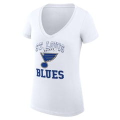 St. Louis Blues G-III 4Her by Carl Banks Women's Super-Slim Fit Lightweight Team Logo Graphic V-Neck T-Shirt - White - NHL