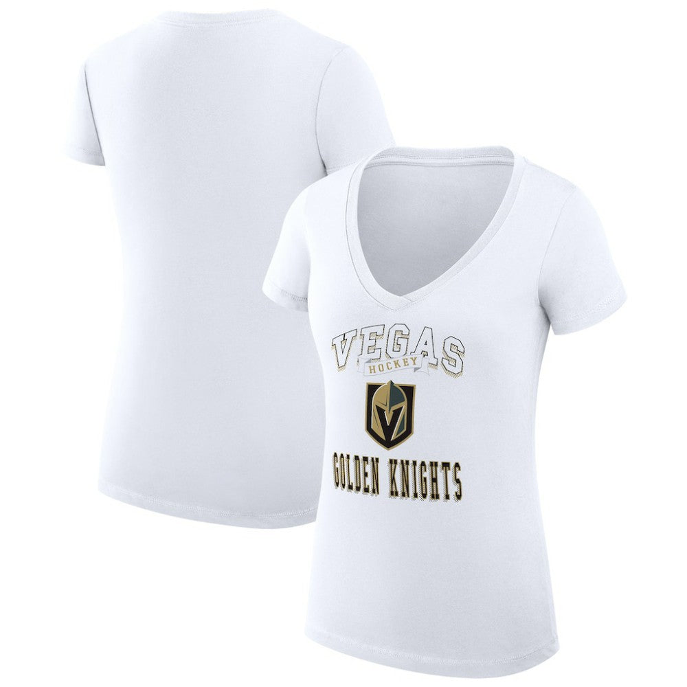 Vegas Golden Knights G-III 4Her by Carl Banks Women's Super-Slim Fit Lightweight Team Logo Graphic V-Neck T-Shirt - White - NHL