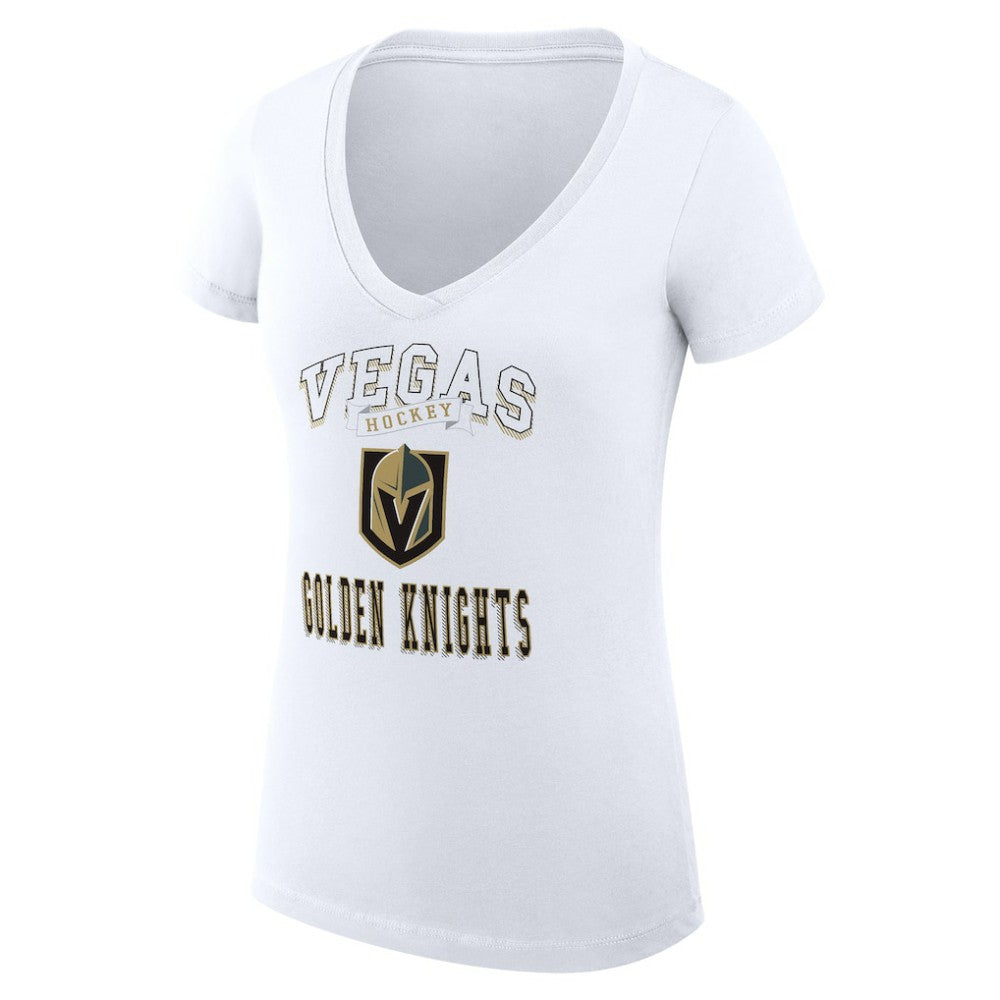 Vegas Golden Knights G-III 4Her by Carl Banks Women's Super-Slim Fit Lightweight Team Logo Graphic V-Neck T-Shirt - White - NHL