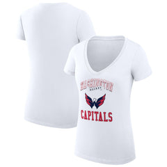 Washington Capitals G-III 4Her by Carl Banks Women's Super-Slim Fit Lightweight Team Logo Graphic V-Neck T-Shirt - White - NHL