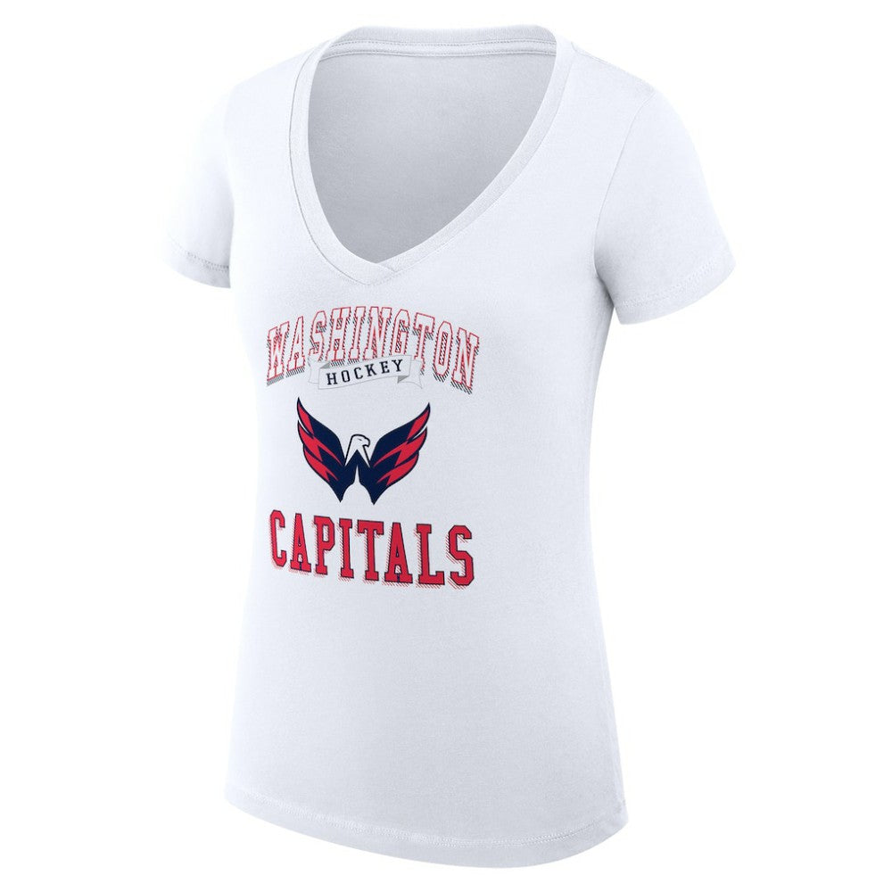 Washington Capitals G-III 4Her by Carl Banks Women's Super-Slim Fit Lightweight Team Logo Graphic V-Neck T-Shirt - White - NHL
