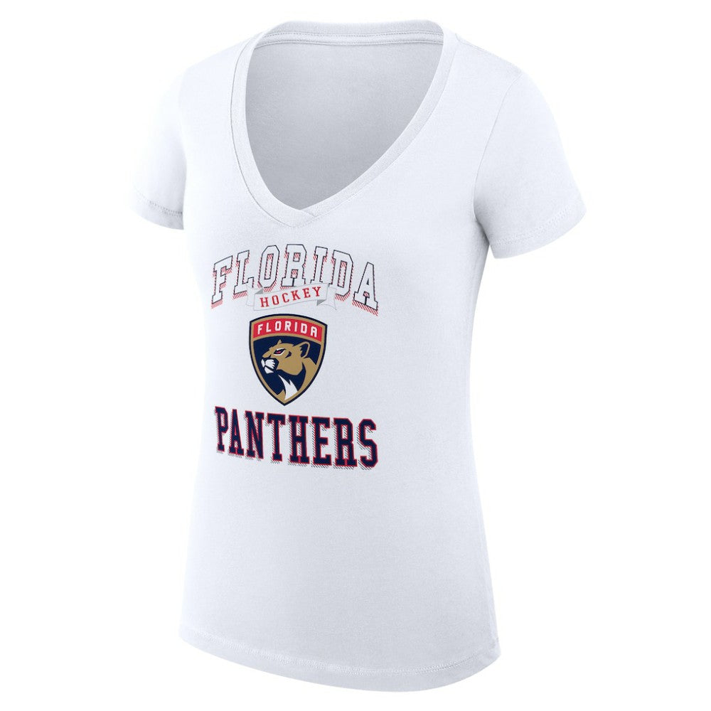 Florida Panthers G-III 4Her by Carl Banks Women's Super-Slim Fit Lightweight Team Logo Graphic V-Neck T-Shirt - White - NHL