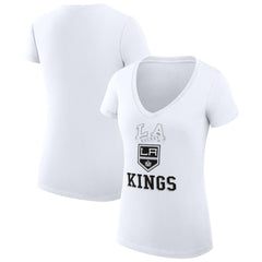 Los Angeles Kings G-III 4Her by Carl Banks Women's Super-Slim Fit Lightweight Team Logo Graphic V-Neck T-Shirt - White - NHL