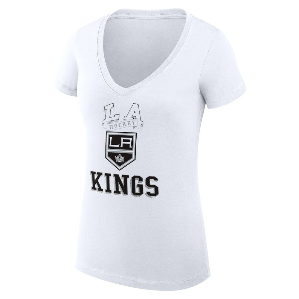 Los Angeles Kings G-III 4Her by Carl Banks Women's Super-Slim Fit Lightweight Team Logo Graphic V-Neck T-Shirt - White - NHL