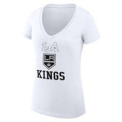 Los Angeles Kings G-III 4Her by Carl Banks Women's Super-Slim Fit Lightweight Team Logo Graphic V-Neck T-Shirt - White - NHL