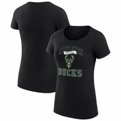 Milwaukee Bucks G-III 4Her by Carl Banks Women's Super-Slim Fit Lightweight Team Logo T-Shirt Black - NBA