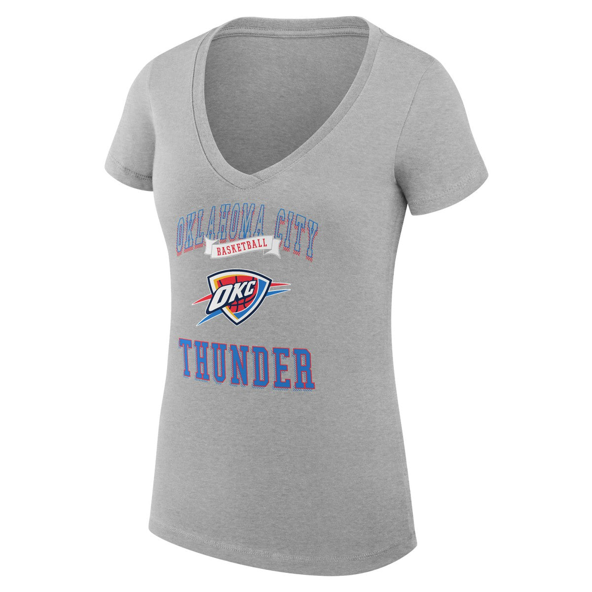Oklahoma City Thunder G-III 4Her by Carl Banks Women's Super-Slim Fit Lightweight Team Logo V-Neck T-Shirt Heather Gray - NBA