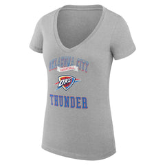 Oklahoma City Thunder G-III 4Her by Carl Banks Women's Super-Slim Fit Lightweight Team Logo V-Neck T-Shirt Heather Gray - NBA