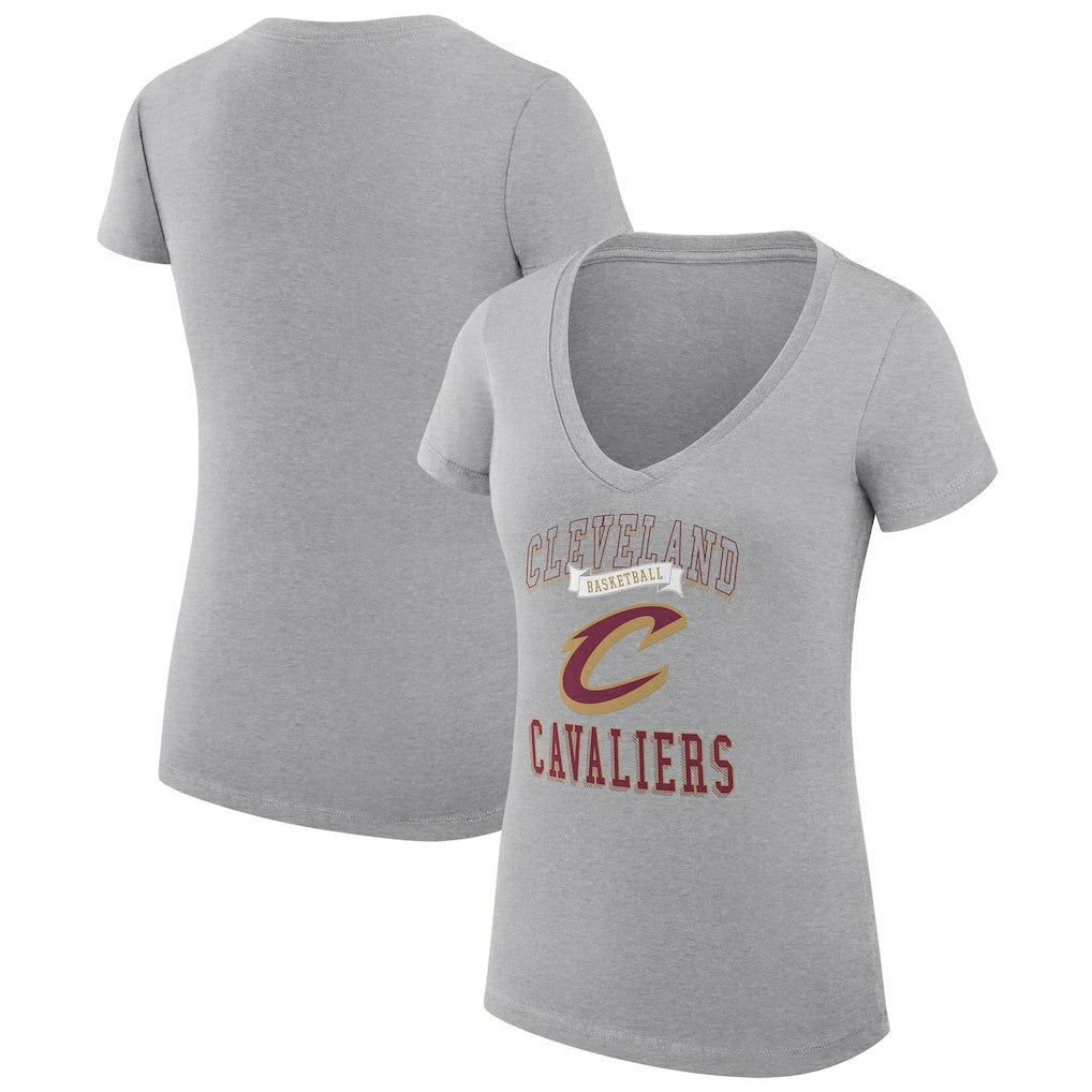 Cleveland Cavaliers G-III 4Her by Carl Banks Women's Super-Slim Fit Lightweight Team Logo V-Neck T-Shirt Heather Gray - NBA