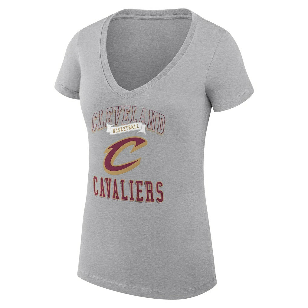 Cleveland Cavaliers G-III 4Her by Carl Banks Women's Super-Slim Fit Lightweight Team Logo V-Neck T-Shirt Heather Gray - NBA