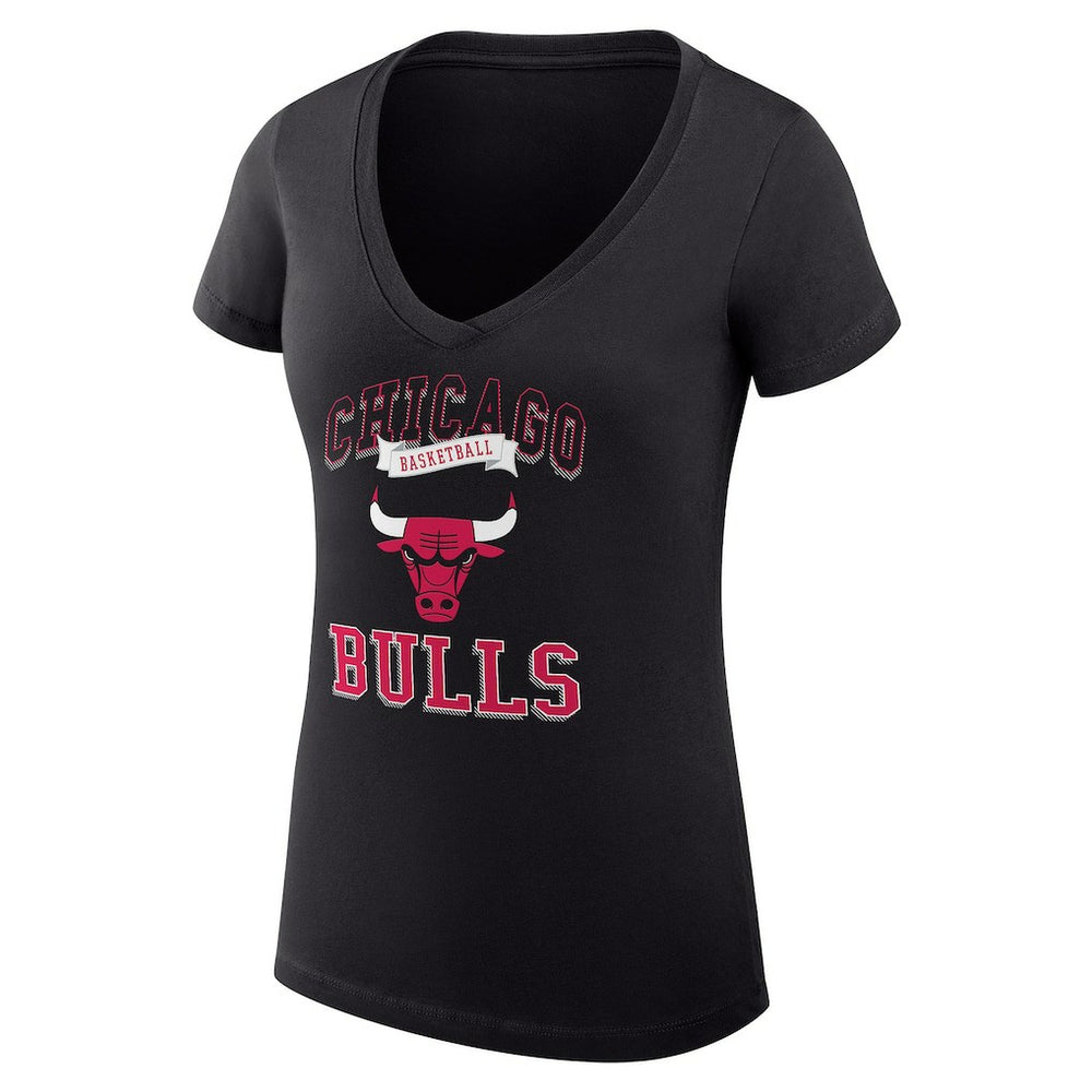 Chicago Bulls G-III 4Her by Carl Banks Women's Super-Slim Fit Lightweight Team Logo V-Neck T-Shirt Black - NBA