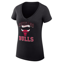 Chicago Bulls G-III 4Her by Carl Banks Women's Super-Slim Fit Lightweight Team Logo V-Neck T-Shirt Black - NBA