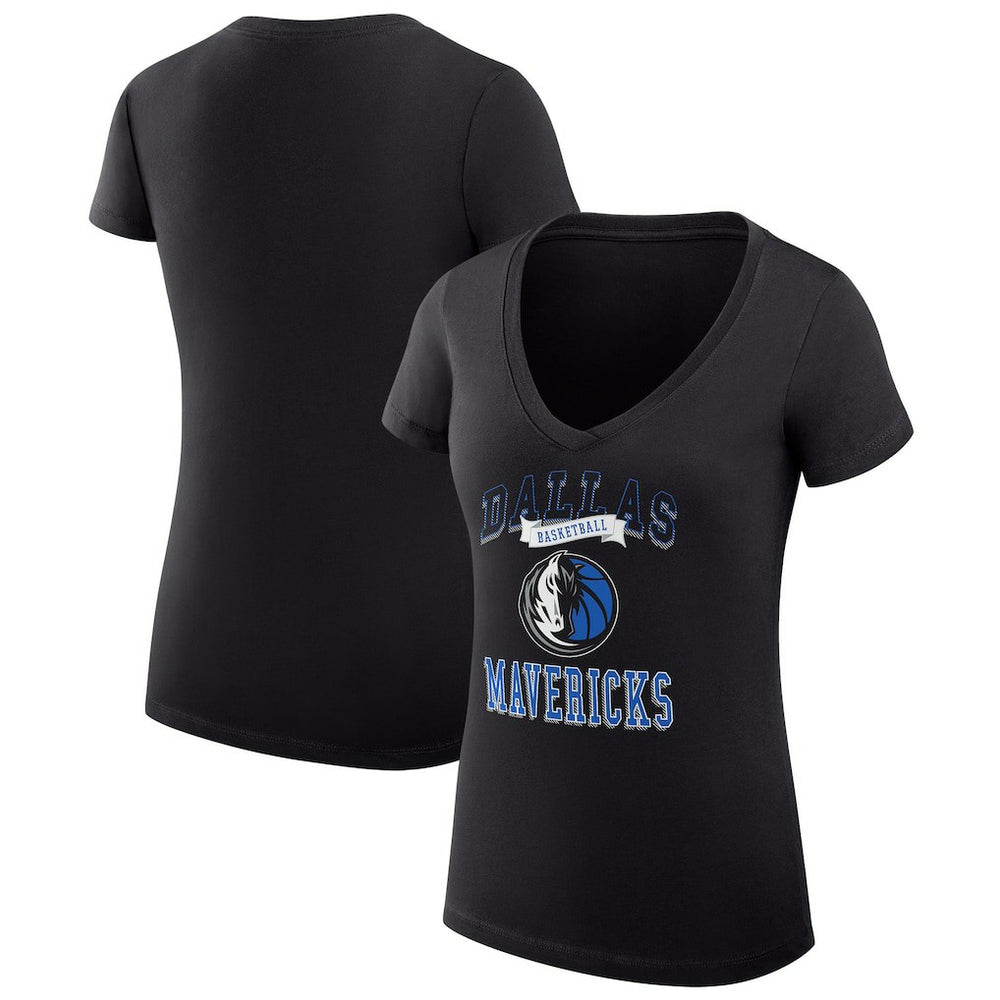 Dallas Mavericks G-III 4Her by Carl Banks Women's Super-Slim Fit Lightweight Team Logo V-Neck T-Shirt Black - NBA