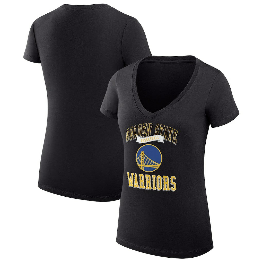 Golden State Warriors G-III 4Her by Carl Banks Women's Super-Slim Fit Lightweight Team Logo V-Neck T-Shirt Black - NBA