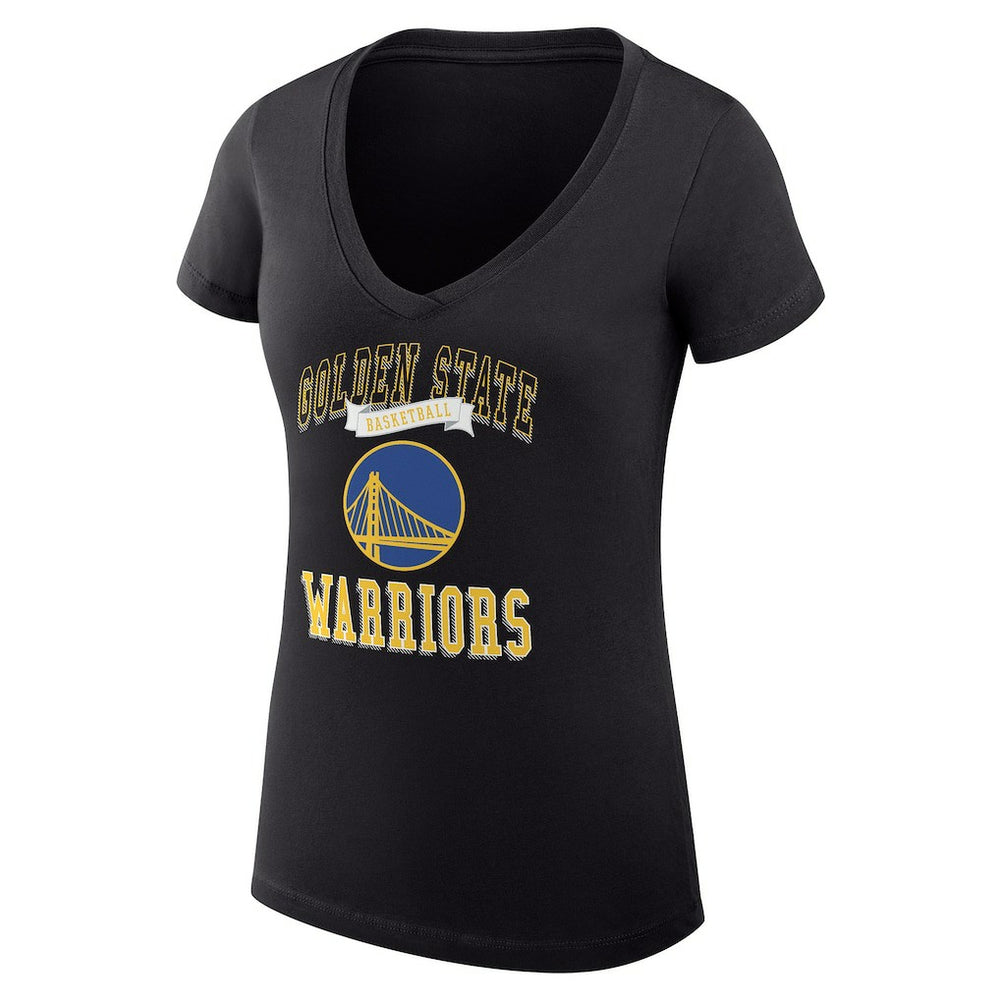 Golden State Warriors G-III 4Her by Carl Banks Women's Super-Slim Fit Lightweight Team Logo V-Neck T-Shirt Black - NBA