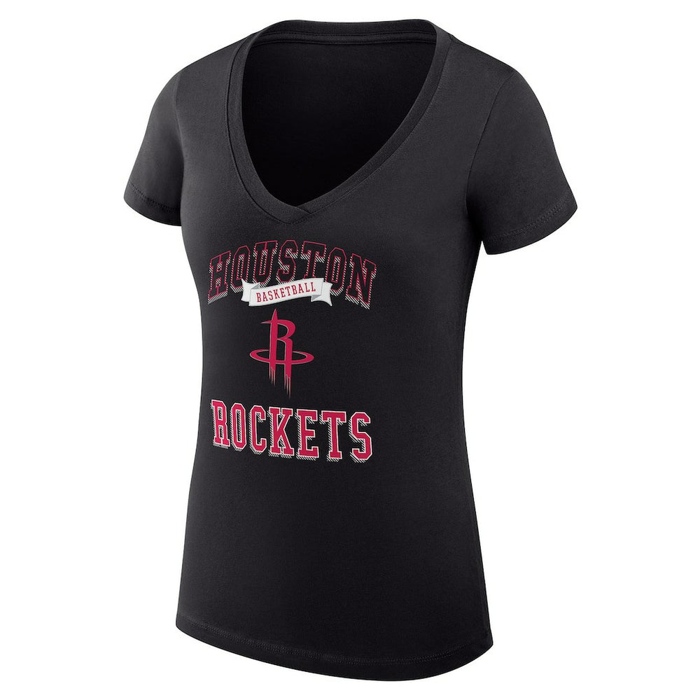 Houston Rockets G-III 4Her by Carl Banks Women's Super-Slim Fit Lightweight Team Logo V-Neck T-Shirt Black - NBA