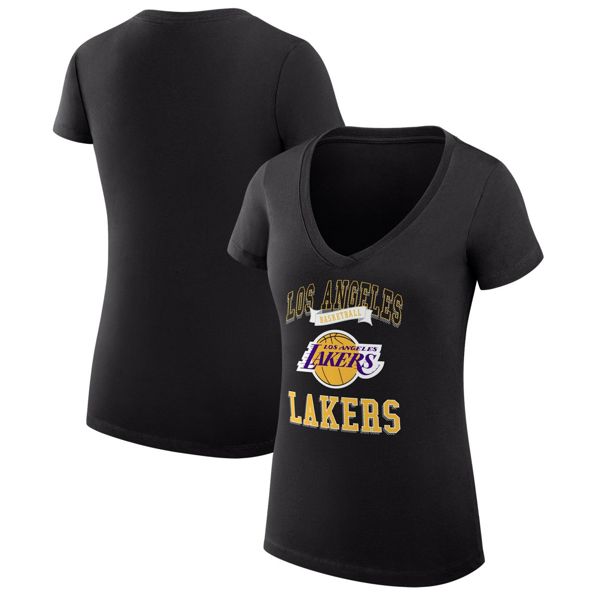 Los Angeles Lakers G-III 4Her by Carl Banks Women's Super-Slim Fit Lightweight Team Logo V-Neck T-Shirt Black - NBA