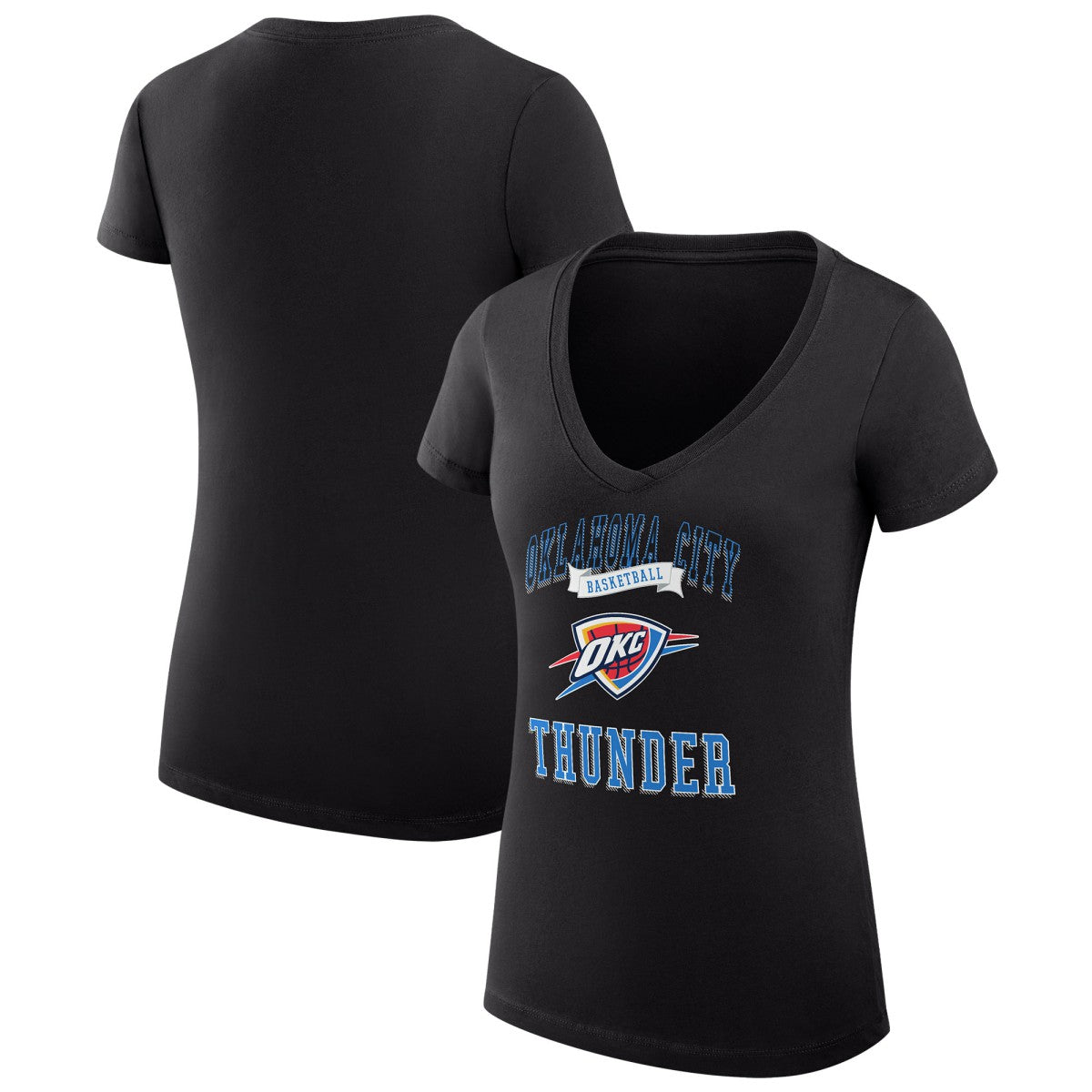 Oklahoma City Thunder G-III 4Her by Carl Banks Women's Super-Slim Fit Lightweight Team Logo V-Neck T-Shirt Black - NBA