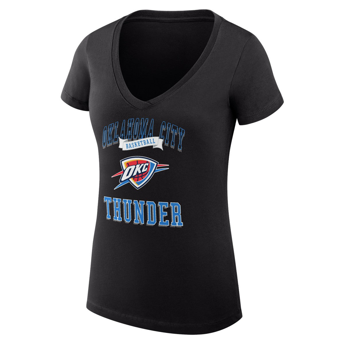 Oklahoma City Thunder G-III 4Her by Carl Banks Women's Super-Slim Fit Lightweight Team Logo V-Neck T-Shirt Black - NBA
