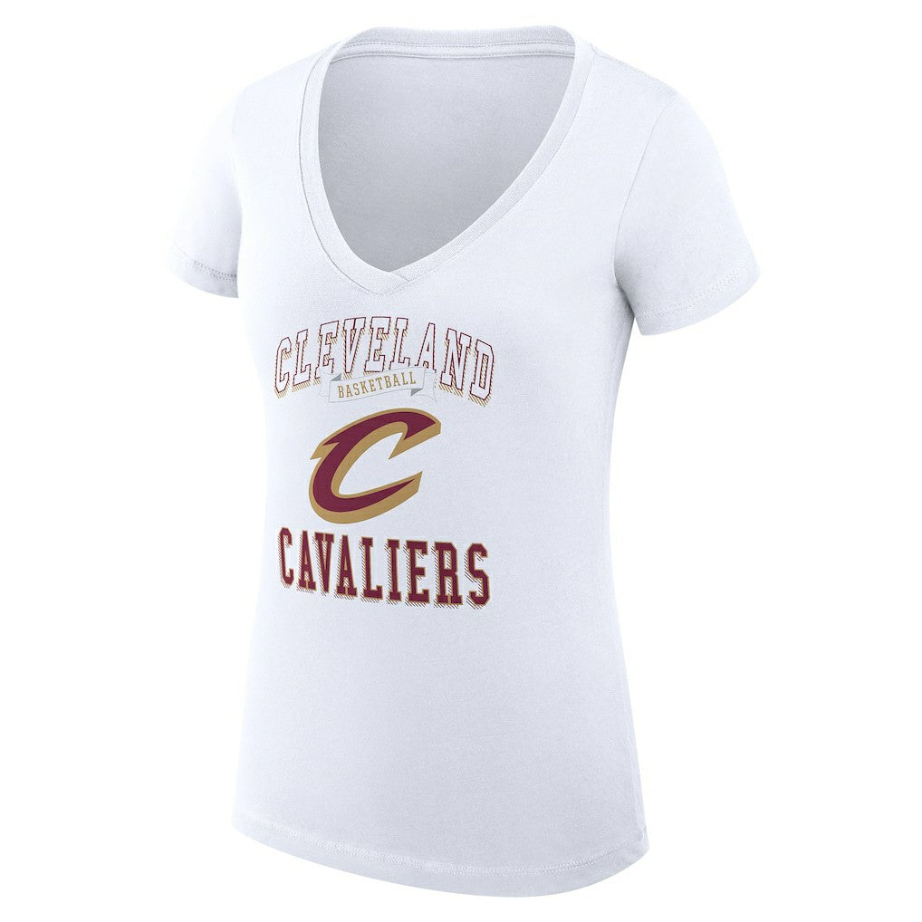 Cleveland Cavaliers G-III 4Her by Carl Banks Women's Super-Slim Fit Lightweight Team Logo V-Neck T-Shirt White - NBA
