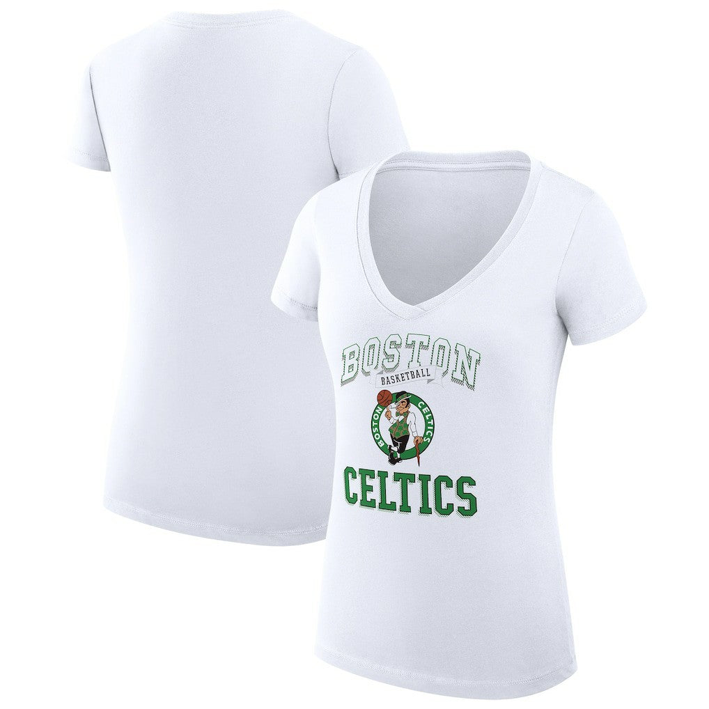 Boston Celtics G-III 4Her by Carl Banks Women's Super-Slim Fit Lightweight Team Logo V-Neck T-Shirt White - NBA