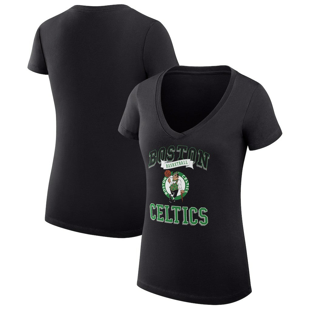 Boston Celtics G-III 4Her by Carl Banks Women's Super-Slim Fit Lightweight Team Logo V-Neck T-Shirt Black - NBA